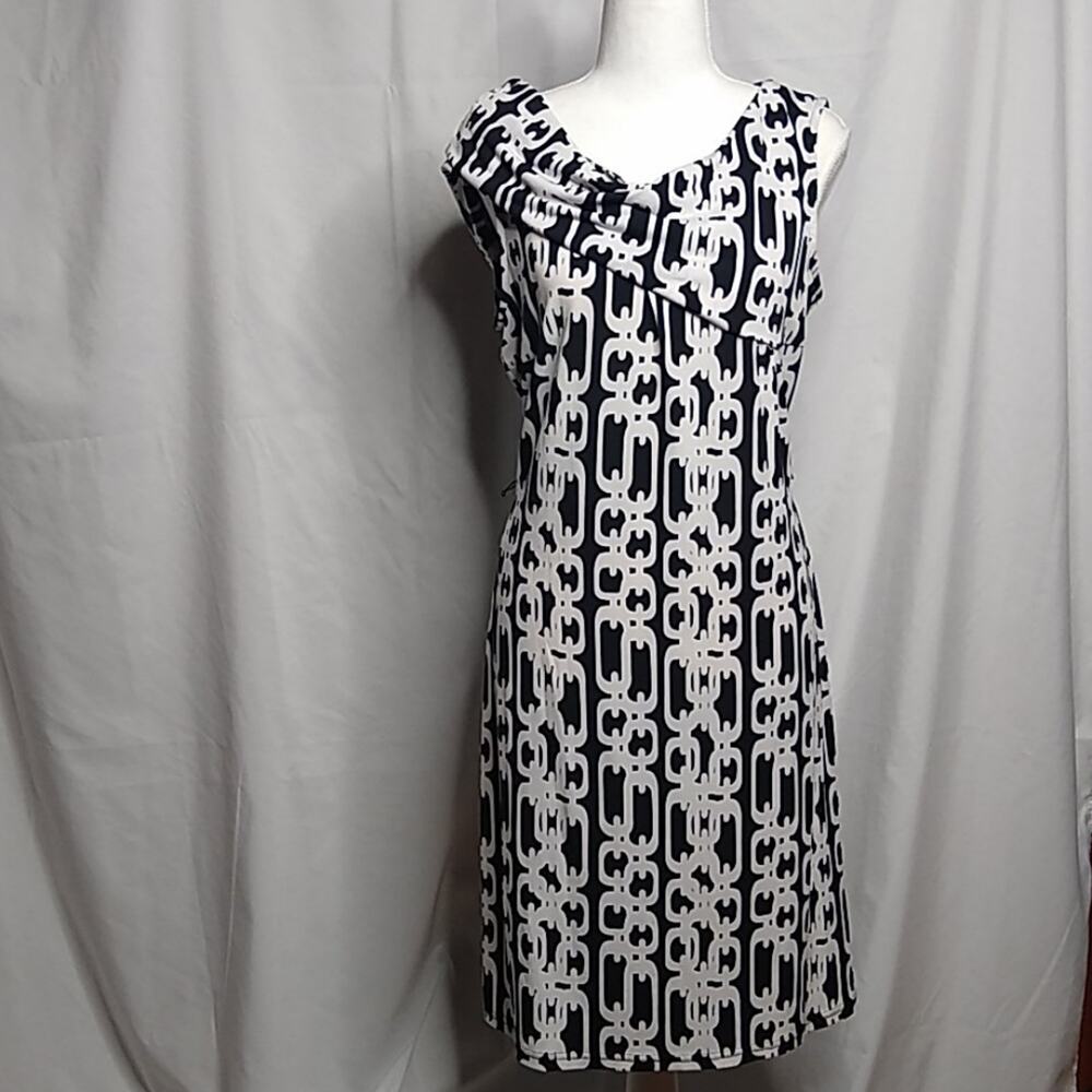 MSK Swag Neckline Black & White Sheath Dress Sz 8